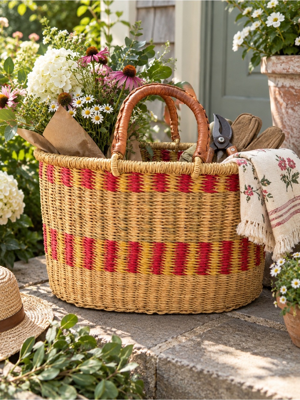 Wicker basket large tote